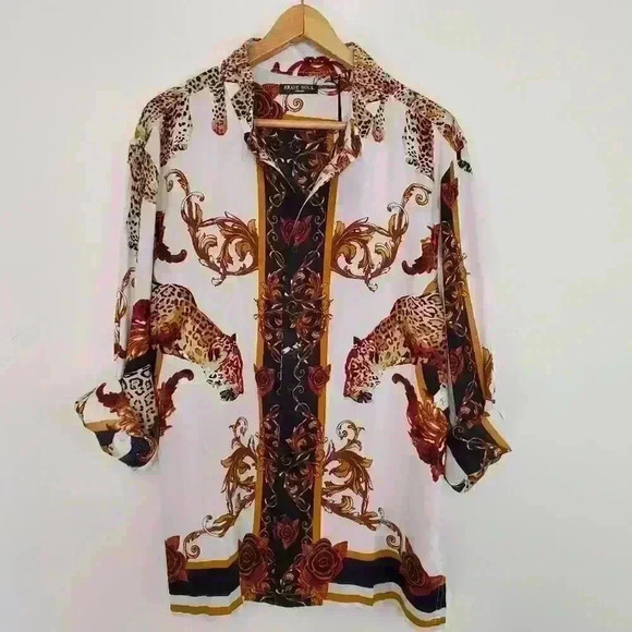 Brave Soul London Prowler Animal Print Button Down Shirt - Picture 5 of 10